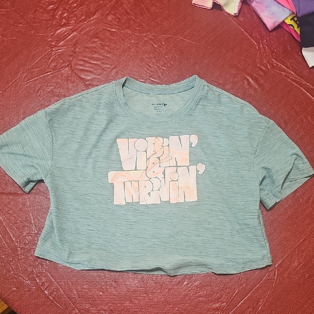 Green Graphic Crop Top